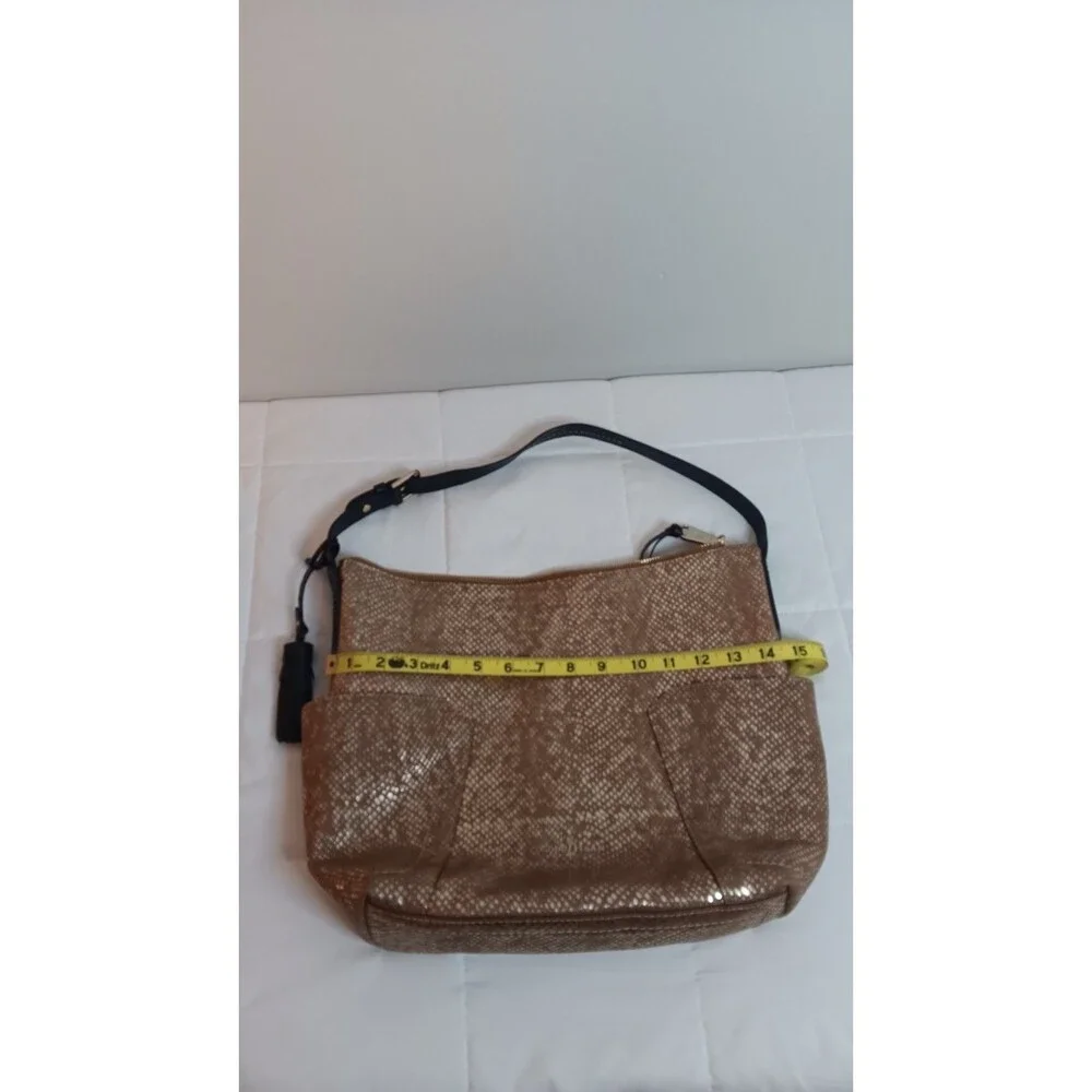 Cole Haan Vegan Leather Embossed Hobo Bag Gold / Black